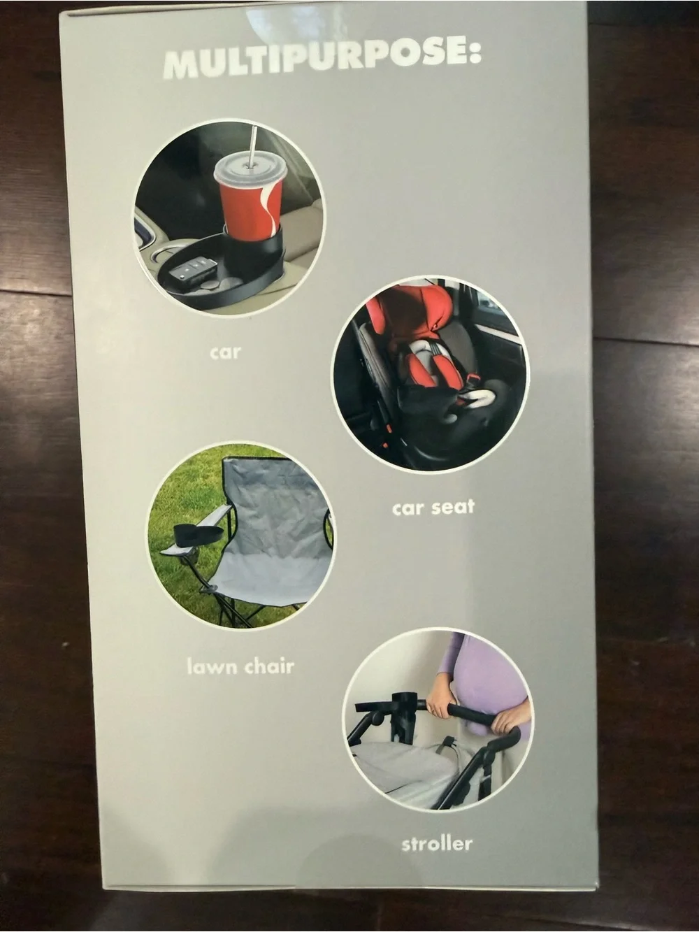 BYTECH Black Cup Holder Snack Tray with Built-In Cup Slot
